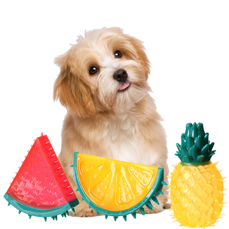 Fruit Plush Pet Chew Toy – Squeaky Pineapple & Lemon Dog Toy