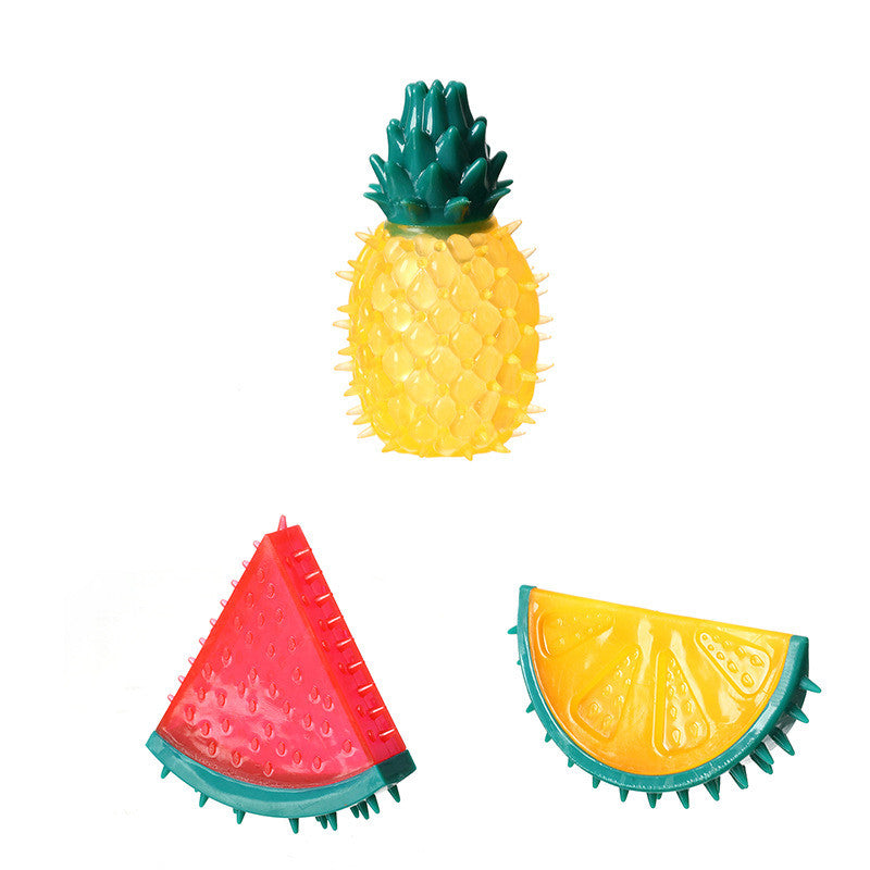 Fruit Plush Pet Chew Toy – Squeaky Pineapple & Lemon Dog Toy