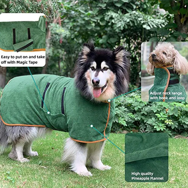 Pet Drying Towel Robe – Fast Absorbent Bathrobe for Dogs & Cats