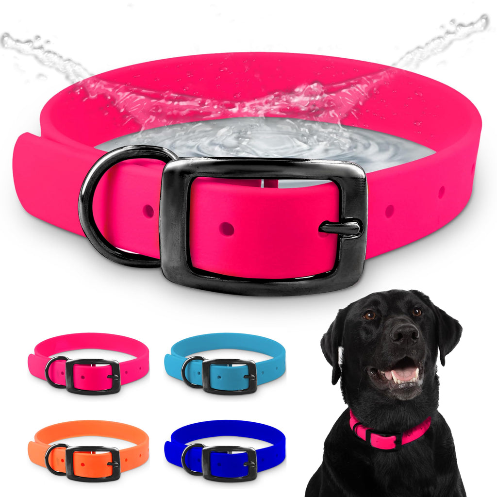 Waterproof Pink Dog Collar – Heavy-Duty Adjustable Collar for Active Dogs